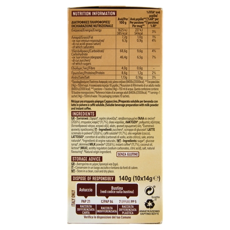 NESCAFÉ Cappuccino Solubile, 10 Bustine 140g