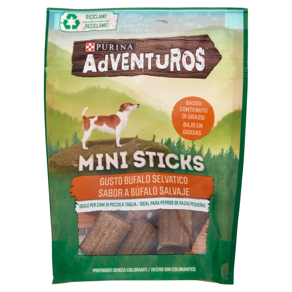 PURINA ADVENTUROS Mini Sticks per cane piccolo Bufalo Selvatico 90 g