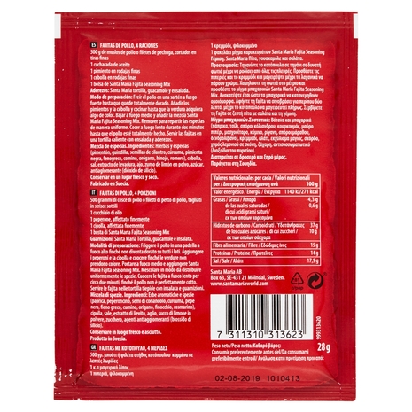 Santa Maria Seasoning mix for Fajita Original Medium 28 g