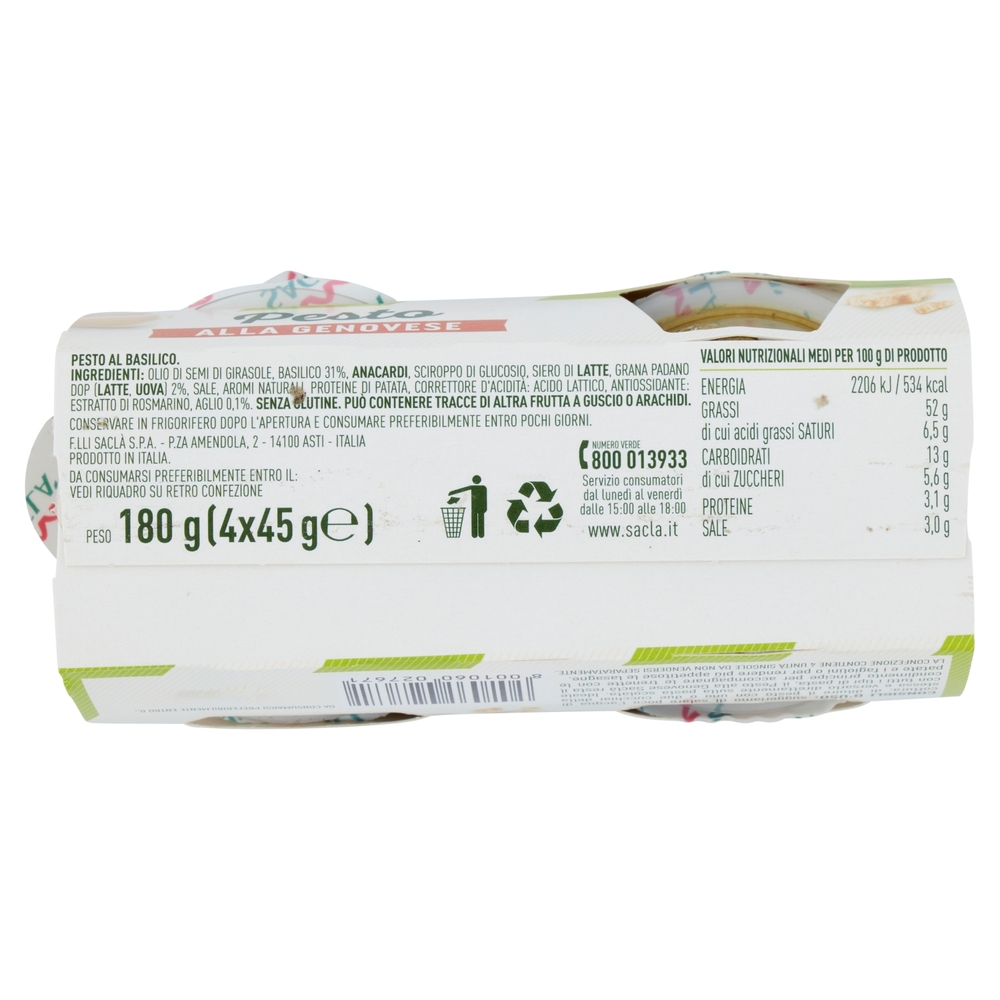 Saclà Pesto alla Genovese 4 x 45 g