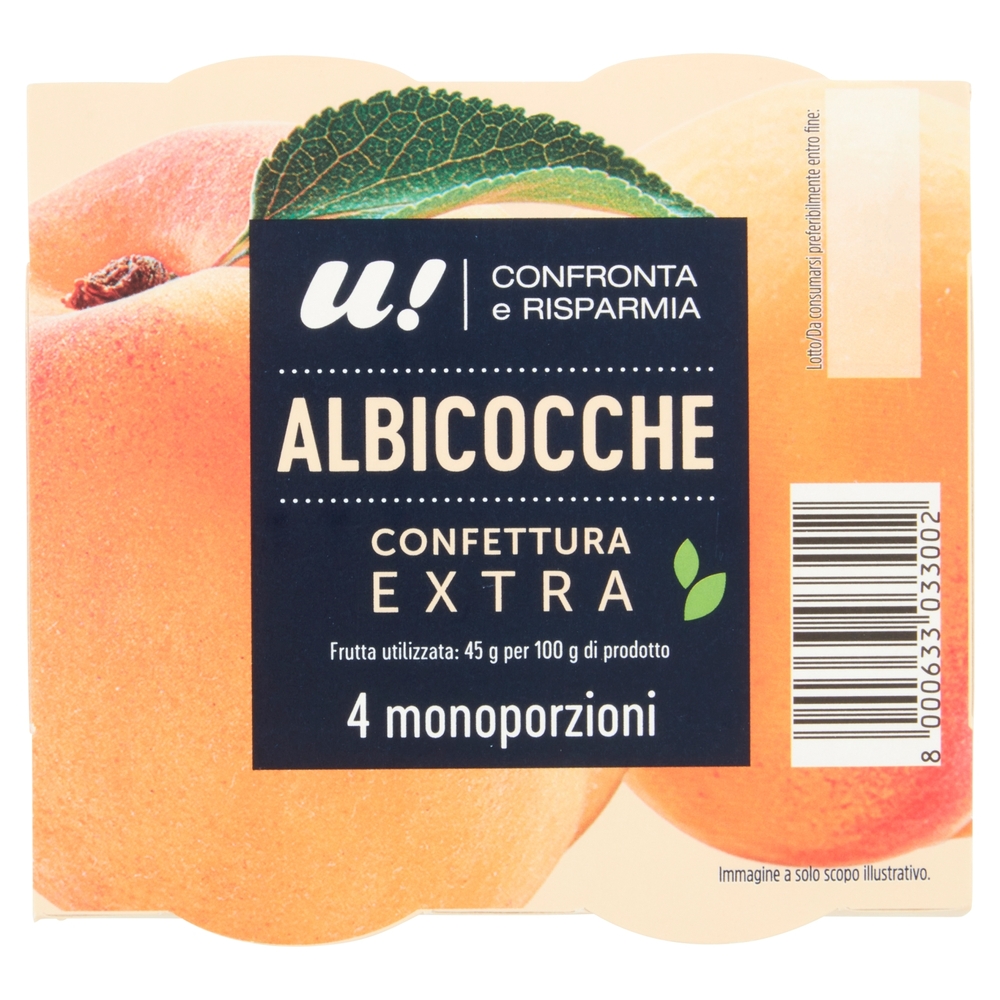 4 Monoporzioni Confettura Extra di Albicocca U! Confronta e Risparmia