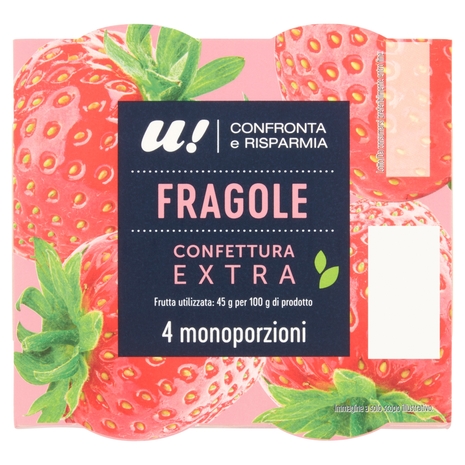 4 Monoporzioni Confettura Extra di Fragole U! Confronta e Risparmia
