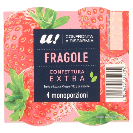 4 Monoporzioni Confettura Extra di Fragole U! Confronta e Risparmia