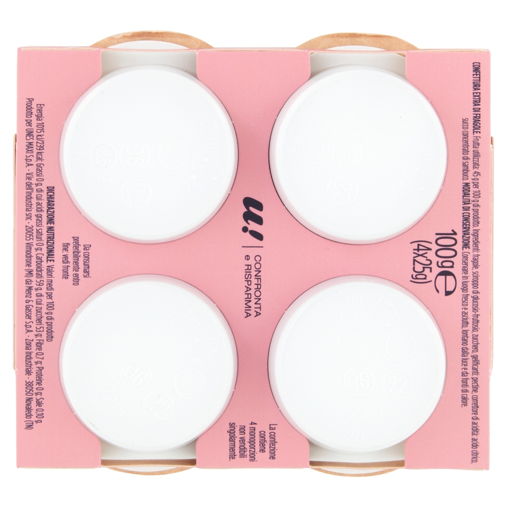 4 Monoporzioni Confettura Extra di Fragole U! Confronta e Risparmia