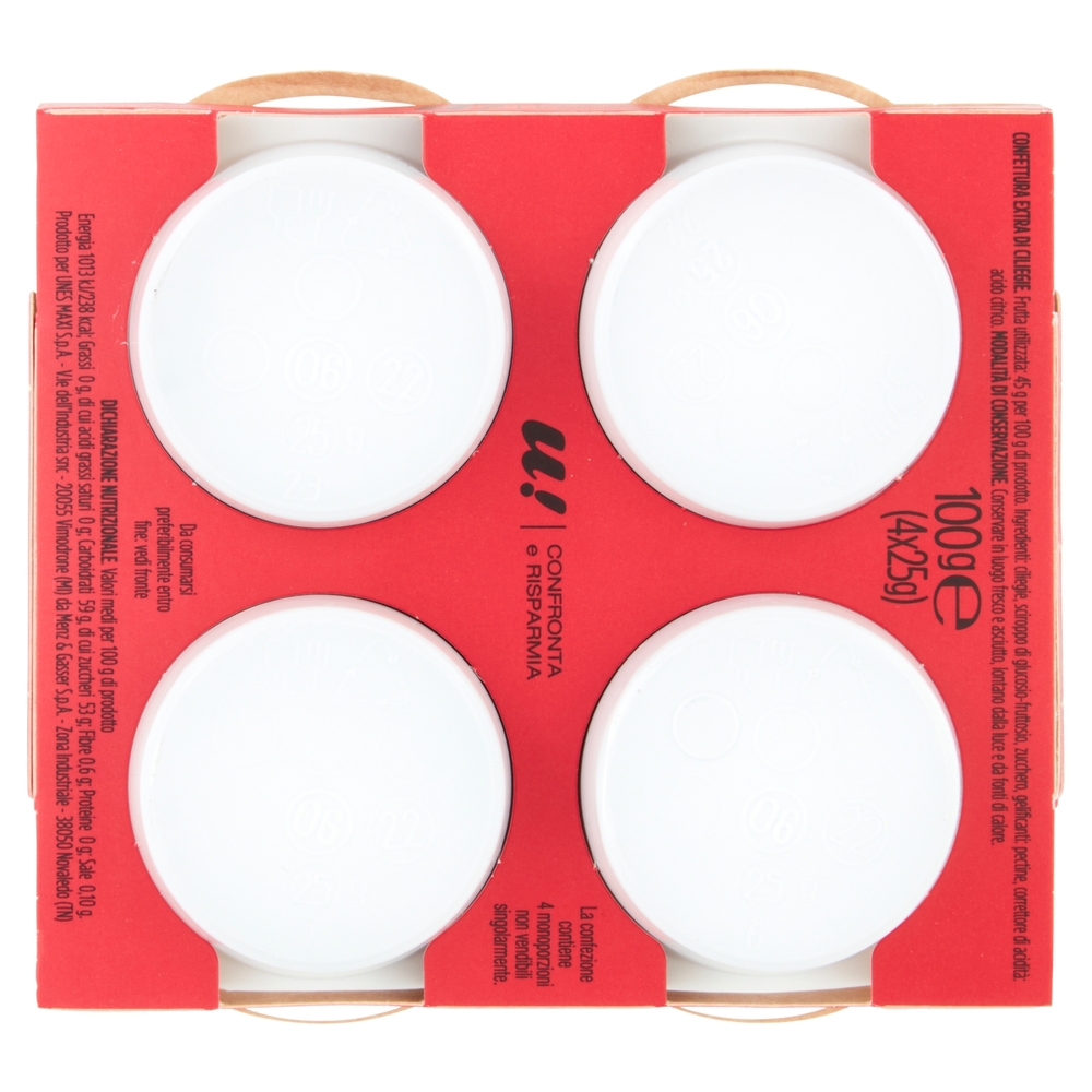 4 Monoporzioni Confettura Extra di Ciliegie U! Confronta e Risparmia