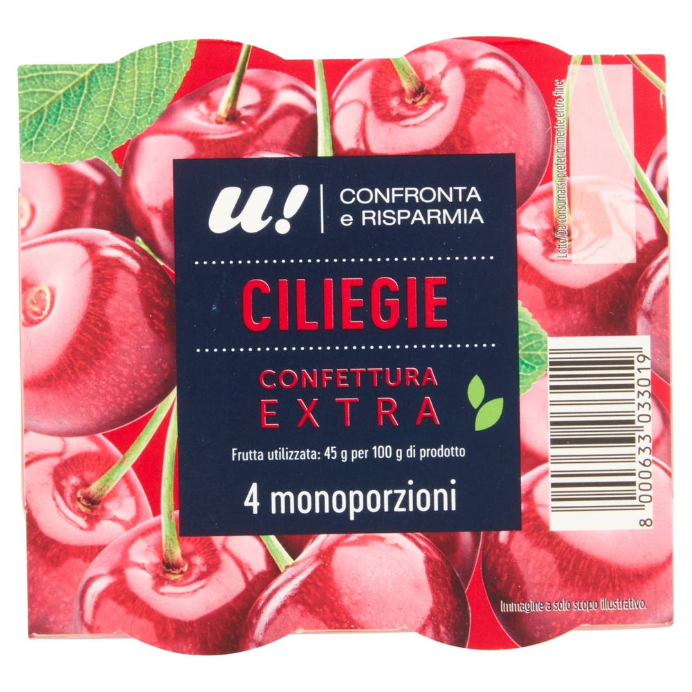 4 Monoporzioni Confettura Extra di Ciliegie U! Confronta e Risparmia