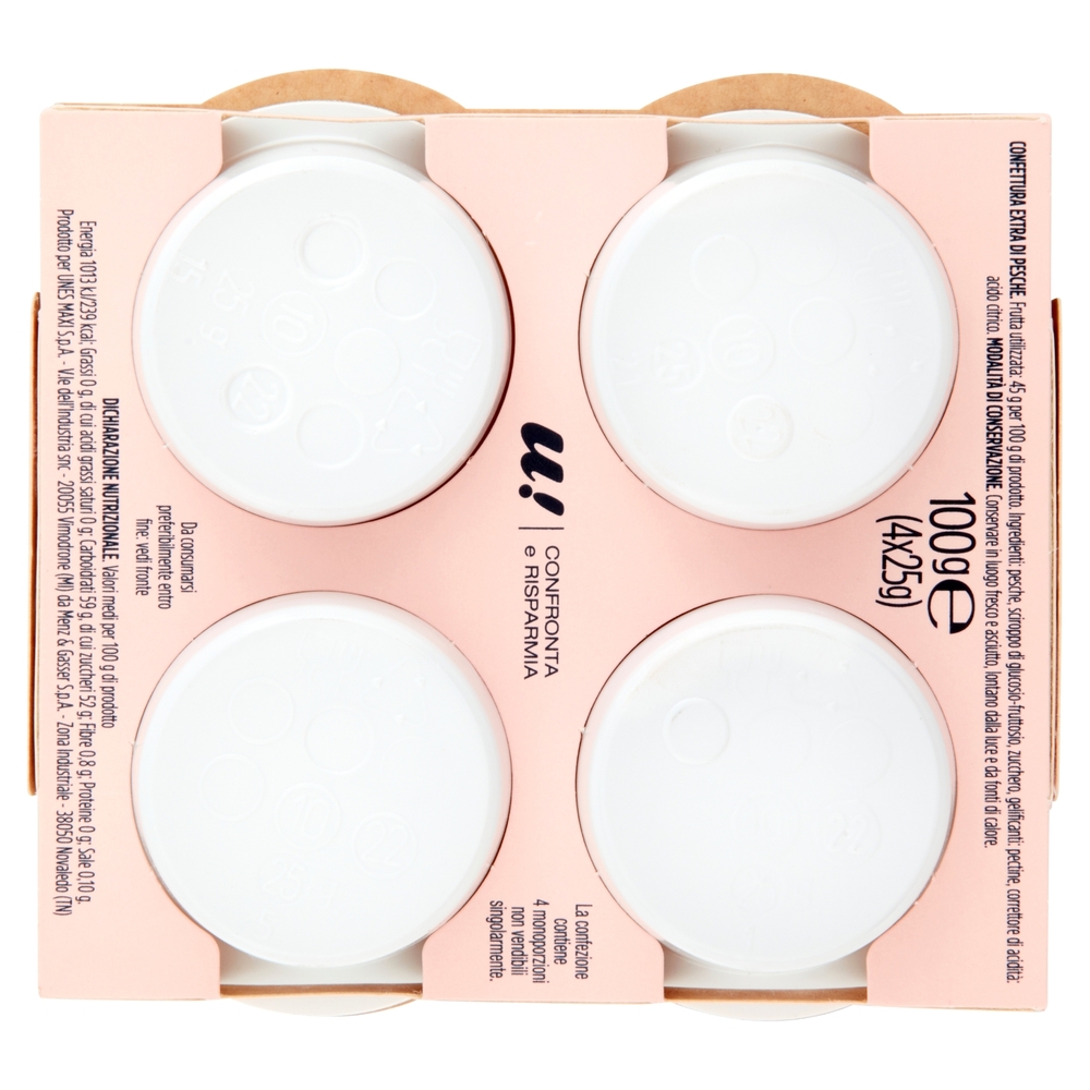 4 Monoporzioni Confettura Extra di Pesche U! Confronta e Risparmia