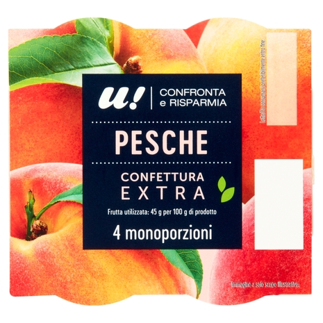 4 Monoporzioni Confettura Extra di Pesche U! Confronta e Risparmia