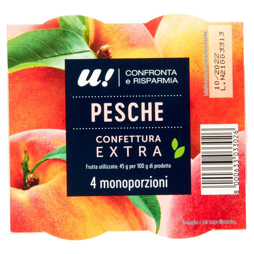 4 Monoporzioni Confettura Extra di Pesche U! Confronta e Risparmia