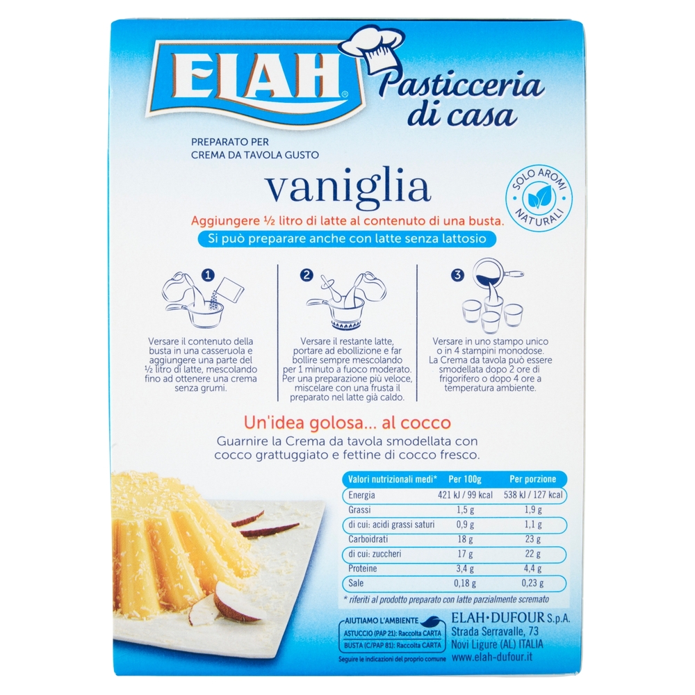 Elah Preparato per Crema da Tavola Gusto vaniglia 70 g
