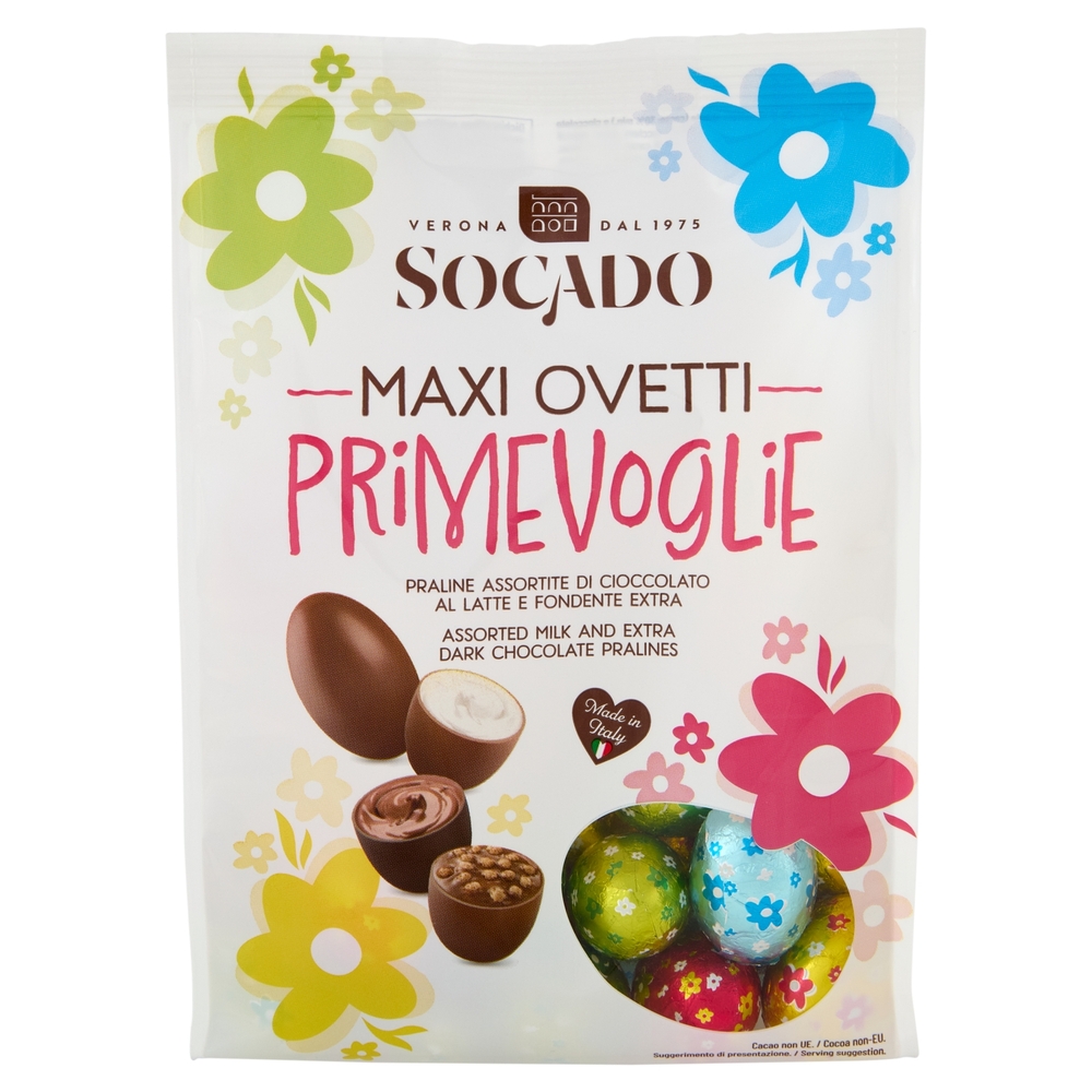 Socado Maxi Ovetti Prime Voglie Praline Assortite di Cioccolato al Latte e Fondente Extra 400 g