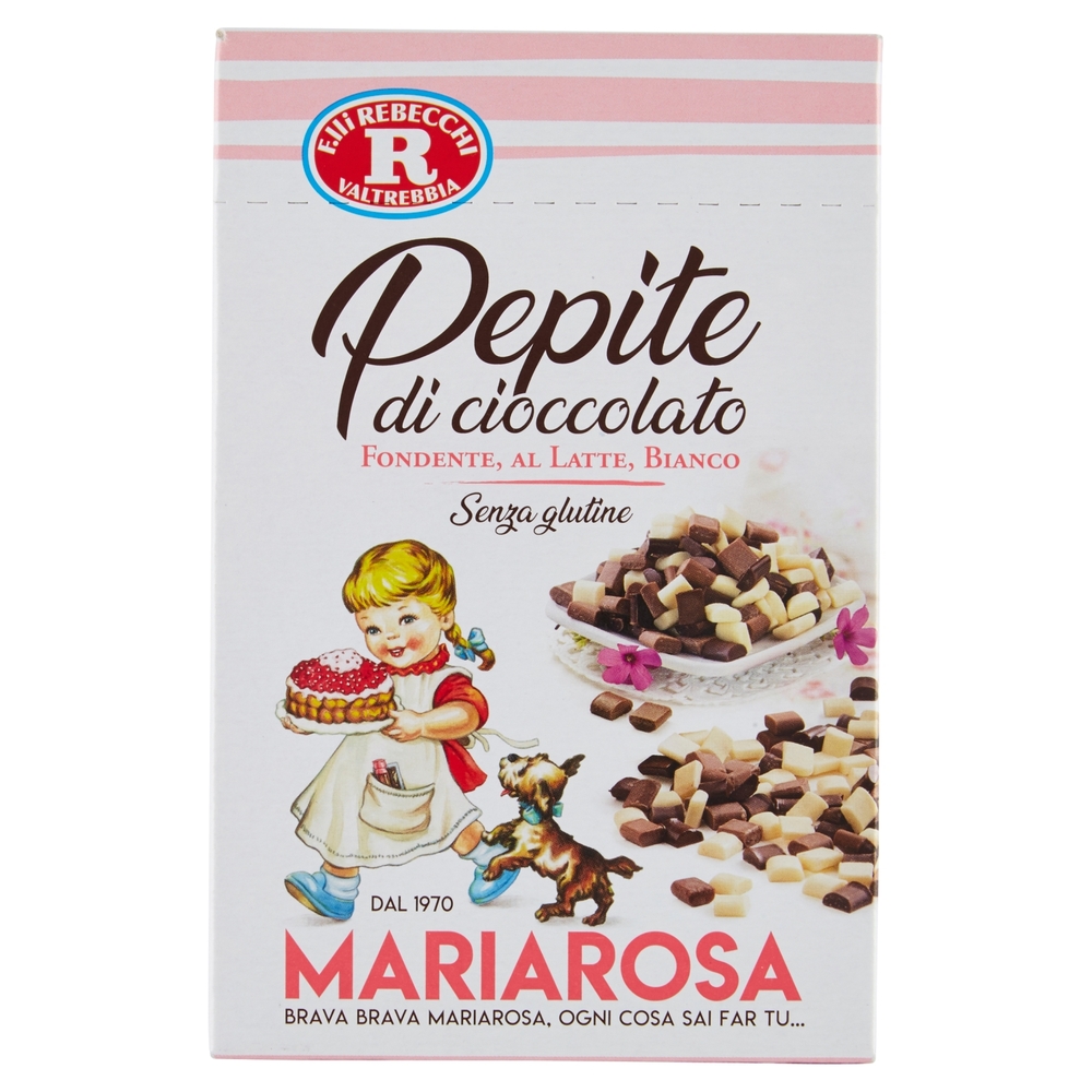Mariarosa Pepite di cioccolato Fondente, al Latte, Bianco 3 Buste 125 g