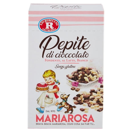 Mariarosa Pepite di cioccolato Fondente, al Latte, Bianco 3 Buste 125 g
