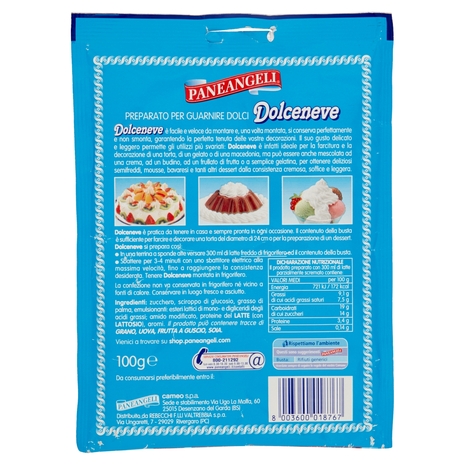 PANEANGELI Preparato per Guarnire Dolci Dolceneve 100 g