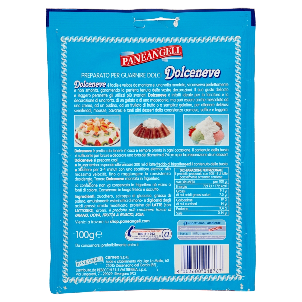 PANEANGELI Preparato per Guarnire Dolci Dolceneve 100 g