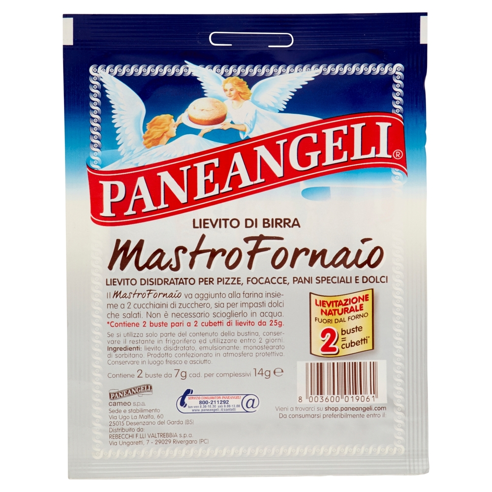 PANEANGELI Lievito di Birra Mastro Fornaio per Pizze, Focacce, Pani Speciali e Dolci 2 x 7 g