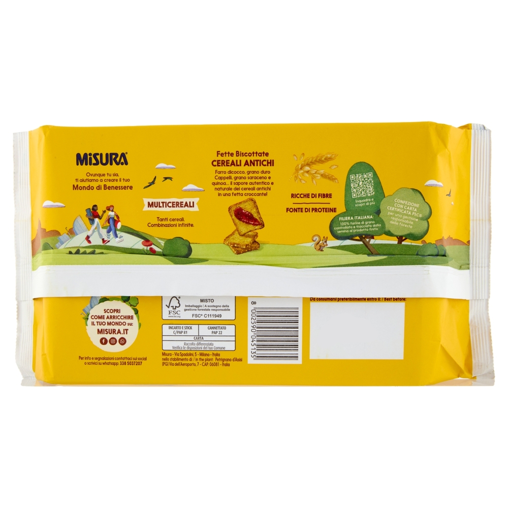 Misura Multicereali Fette Biscottate con Grano Saraceno, Farro e Quinoa 320 g