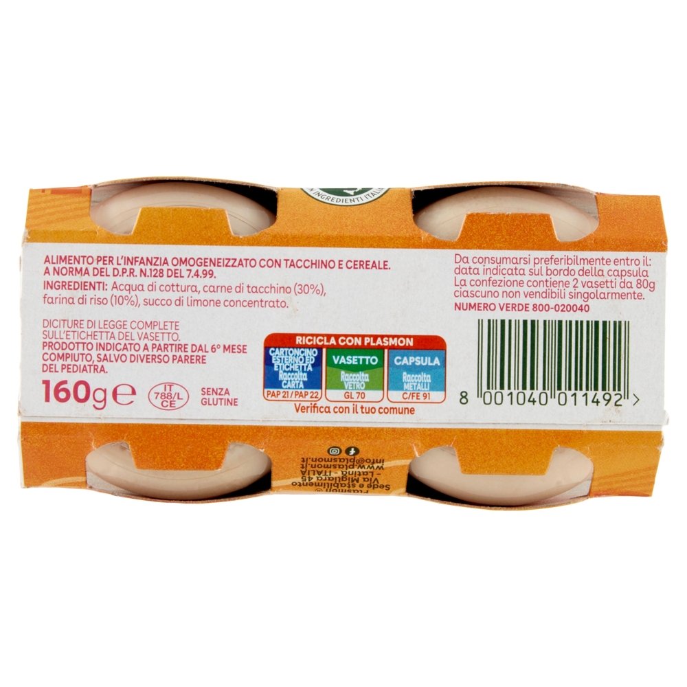 Plasmon Omogeneizzato Tacchino con cereale 2 x 80 g