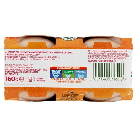 Plasmon Omogeneizzato Vitello con cereale 2 x 80 g