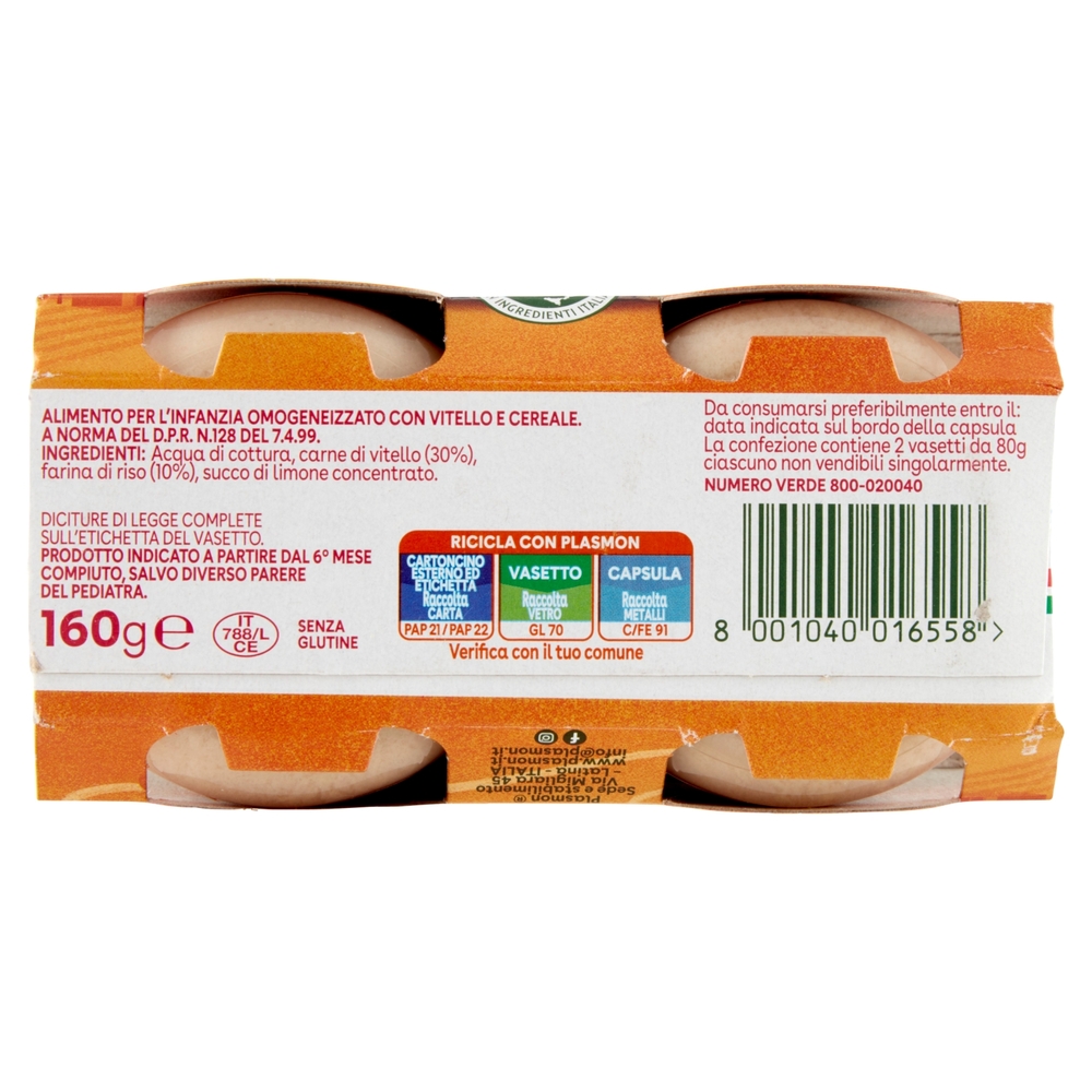 Plasmon Omogeneizzato Vitello con cereale 2 x 80 g