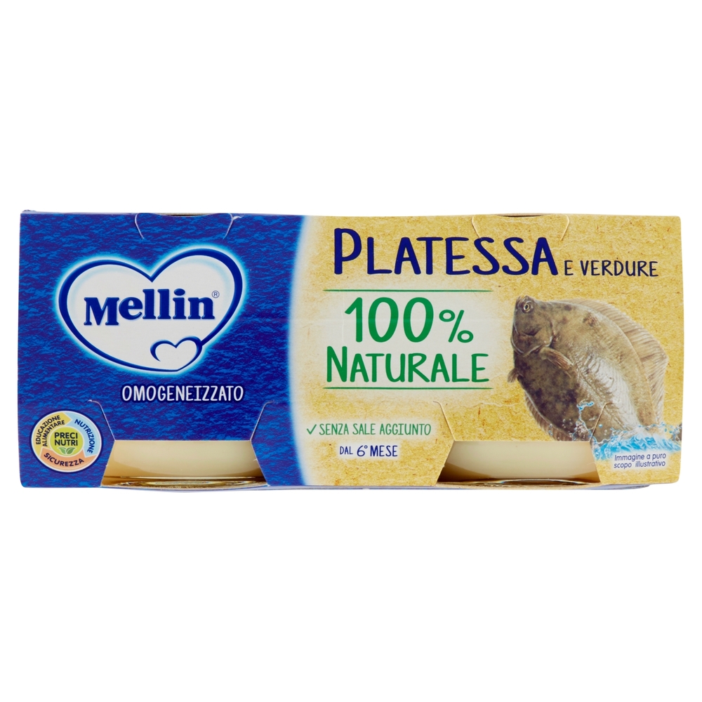 Mellin Platessa e Verdure 100% Naturale Omogeneizzato 2 x 80 g