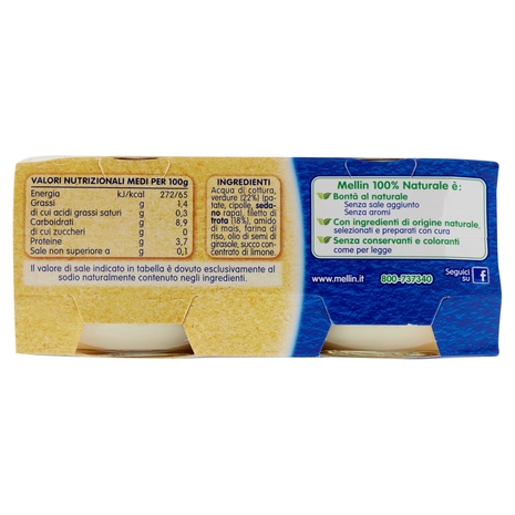 Mellin Trota e Verdure 100% Naturale Omogeneizzato 2 x 80 g