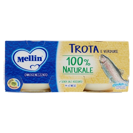 Mellin Trota e Verdure 100% Naturale Omogeneizzato 2 x 80 g