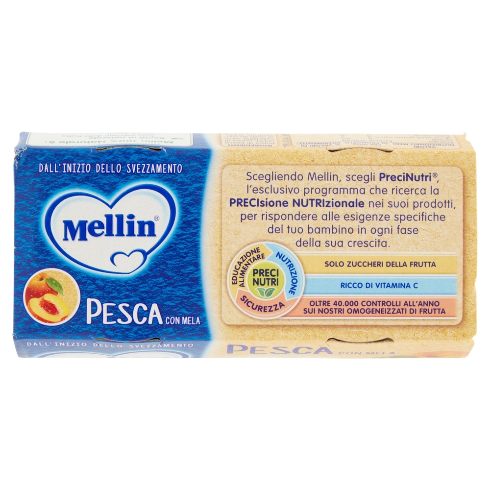 Mellin Pesca con Mela 100% Naturale Omogeneizzato 2 x 100 g