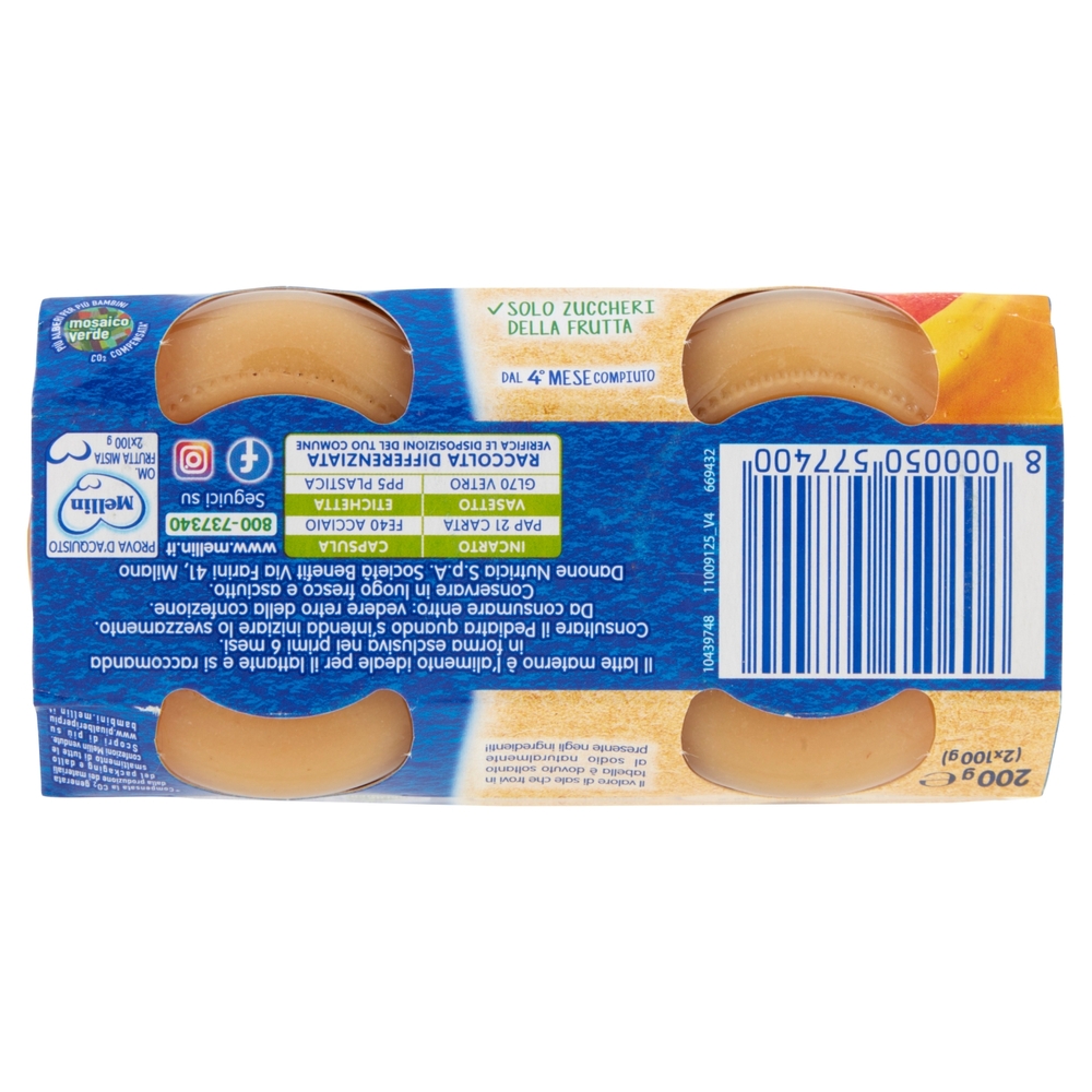 MELLIN Omogeneizzato di Frutta Mista 2 x 100 g