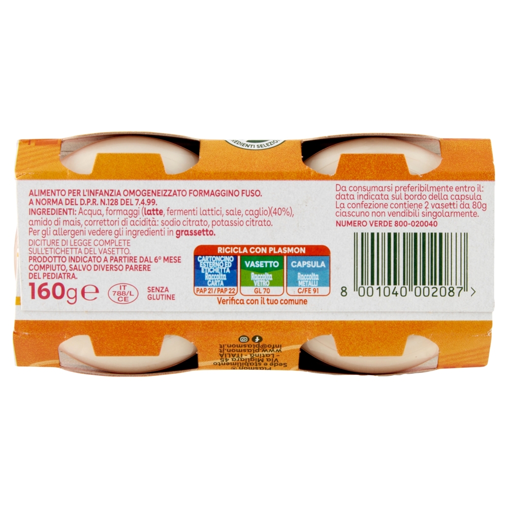 Plasmon Omogeneizzato Formaggino fuso 2 x 80 g