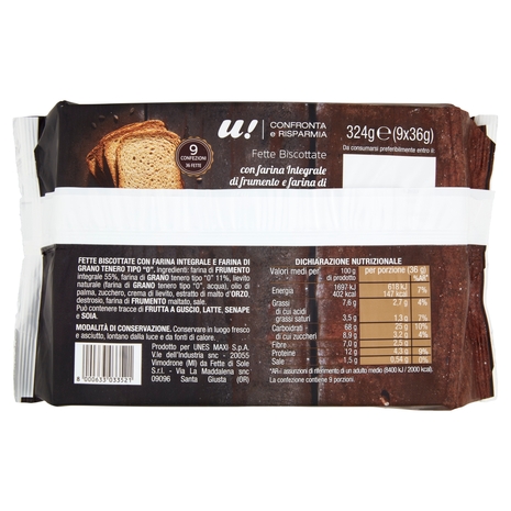Fette Biscottate con Farina Integrale U! Confronta e Risparmia