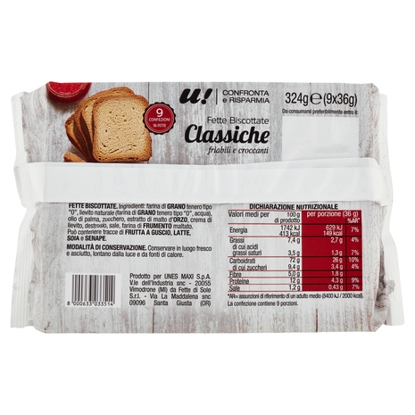 Fette Biscottate Classiche U! Confronta e Risparmia