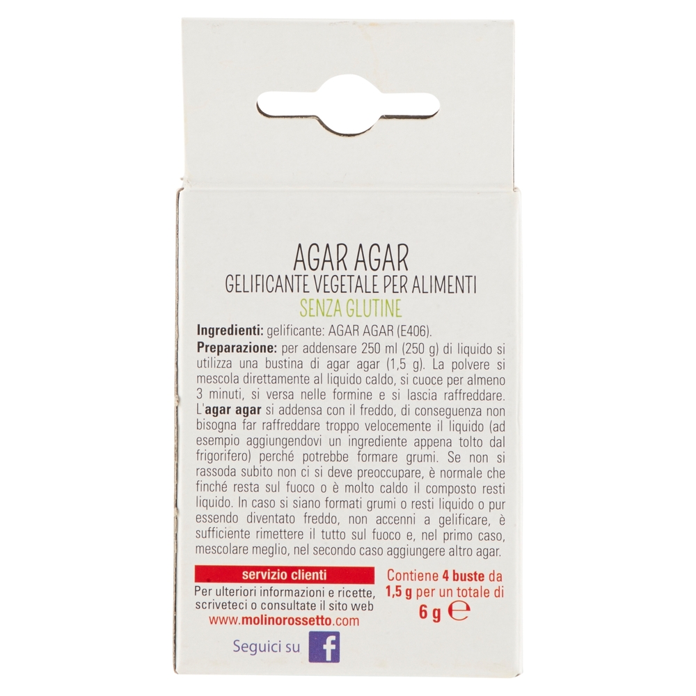 Molino Rossetto Agar Agar Gelificante Vegetale Senza Glutine 4 x 1,5 g