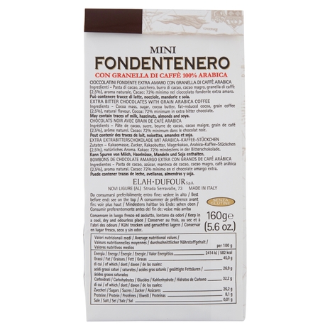 Novi Mini Fondentenero con Granella di Caffè 100% Arabica 160 g