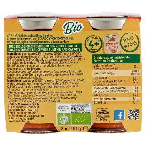 Ortolina kids Bio Pomodoro Zucca & Carote 2 x 100 g