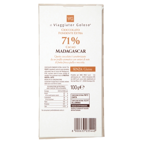 Cioccolato Fondente Extra Madagascar 71% Il Viaggiator Goloso