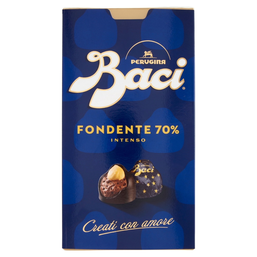 BACI PERUGINA Fondentissimo 70% Cioccolatini ripieni al Gianduia e Nocciola intera scatola 200 g