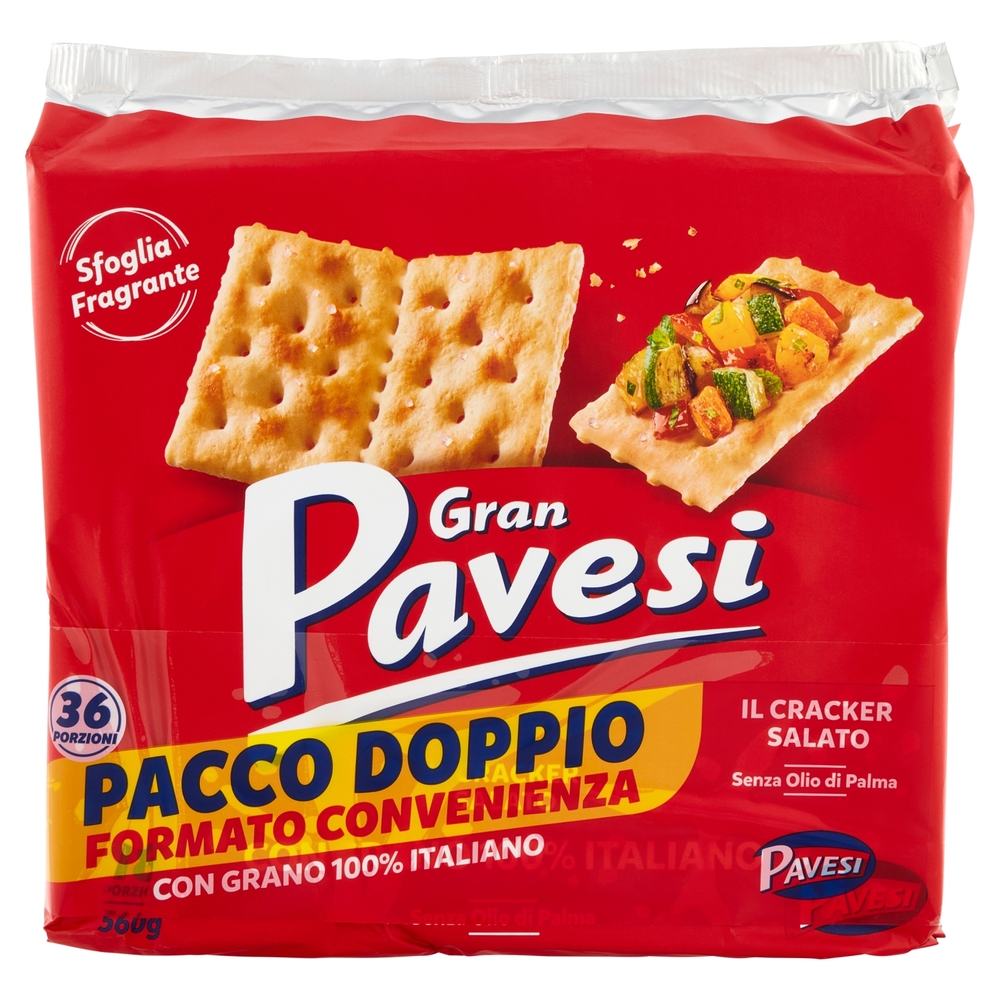 Gran Pavesi il Cracker Salato con Grano 100% italiano 560g X2
