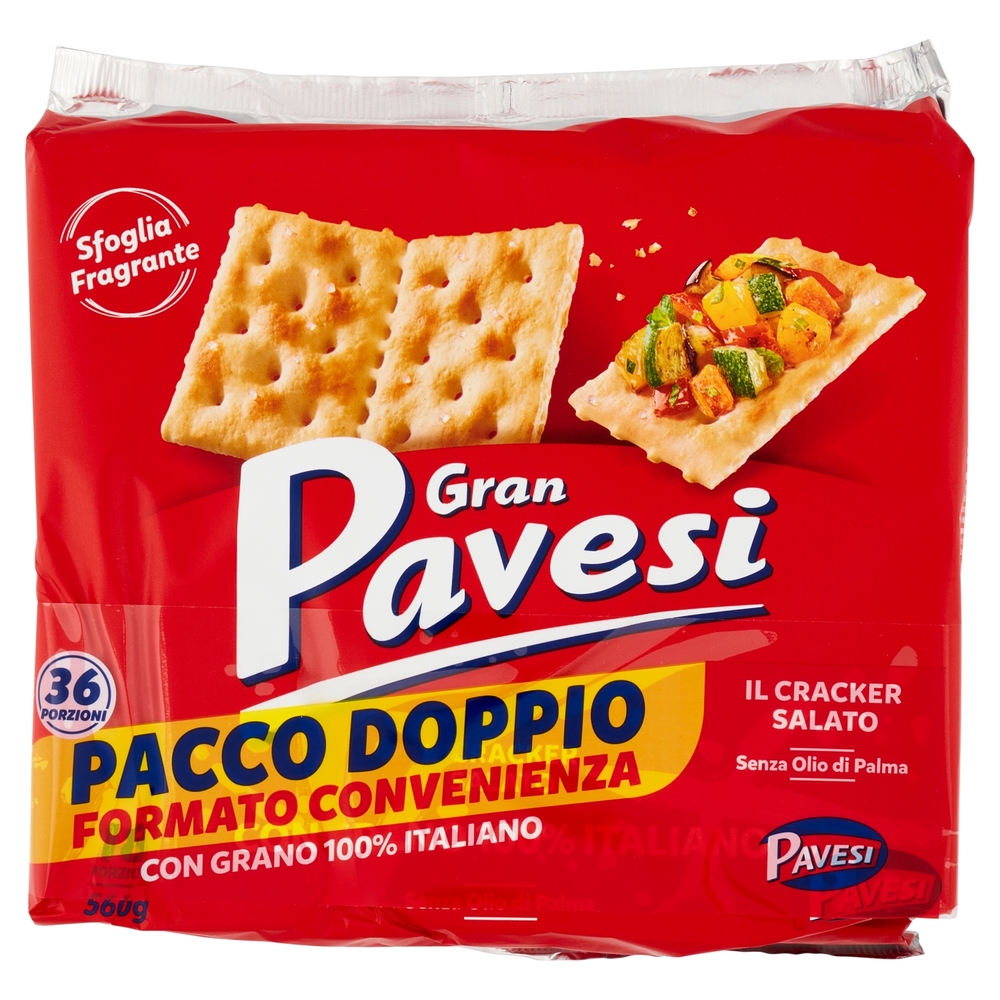 Gran Pavesi il Cracker Salato con Grano 100% italiano 560g X2