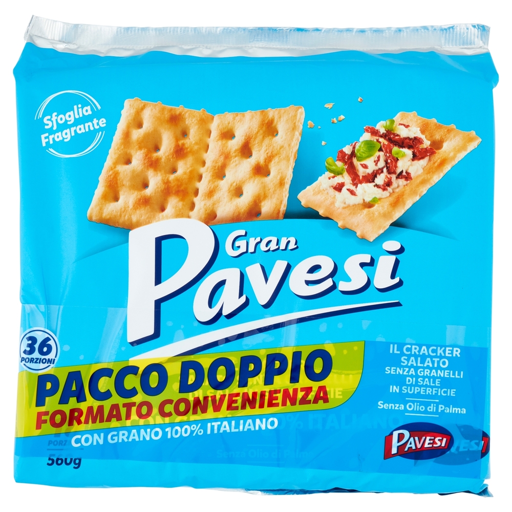 Gran Pavesi il Cracker Salato senza Granelli di Sale in Superficie 560g X2