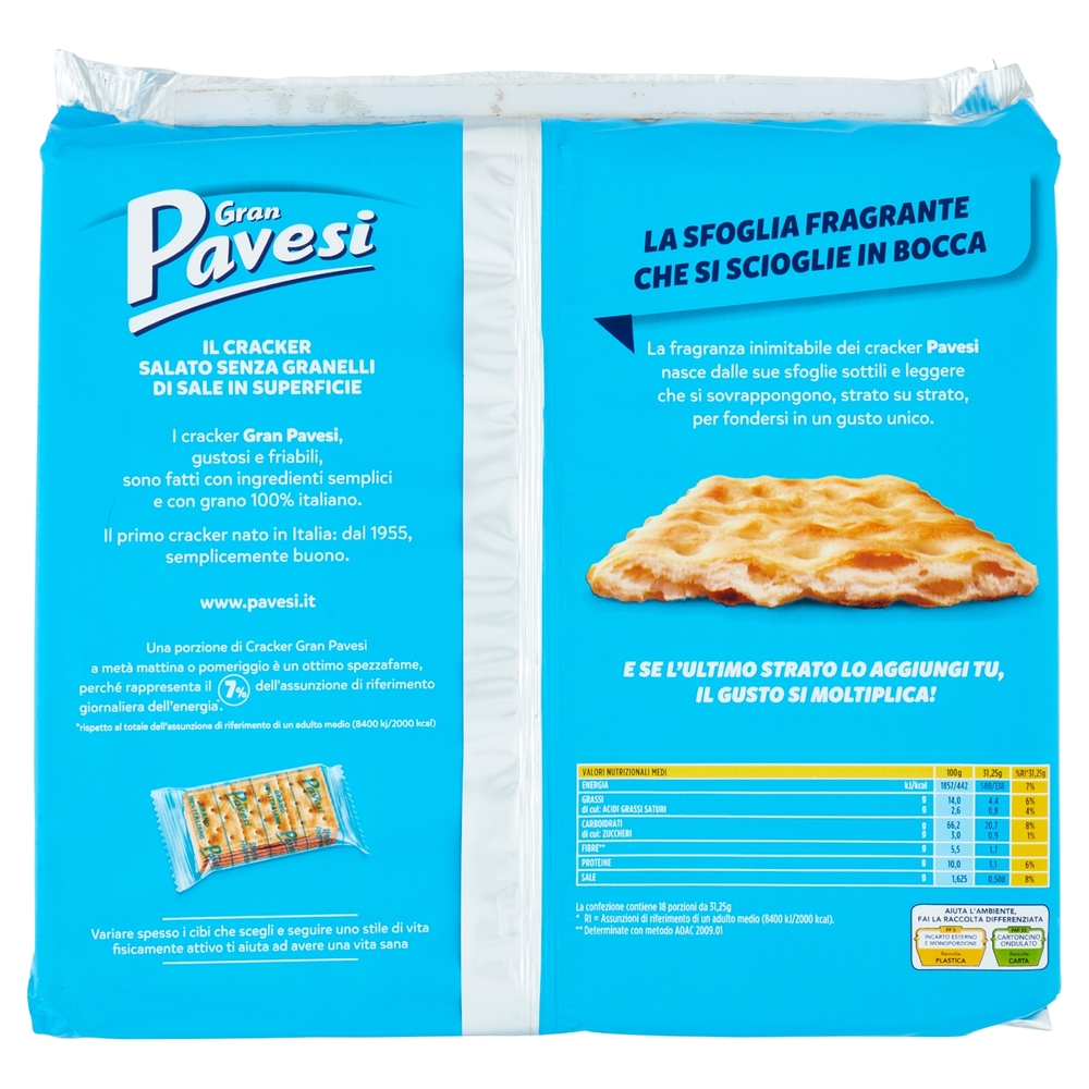 Gran Pavesi il Cracker Salato senza Granelli di Sale in Superficie 560g X2