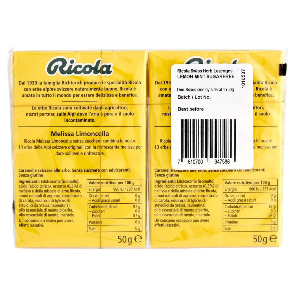 Ricola Melissa Limoncella 2 x 50 g