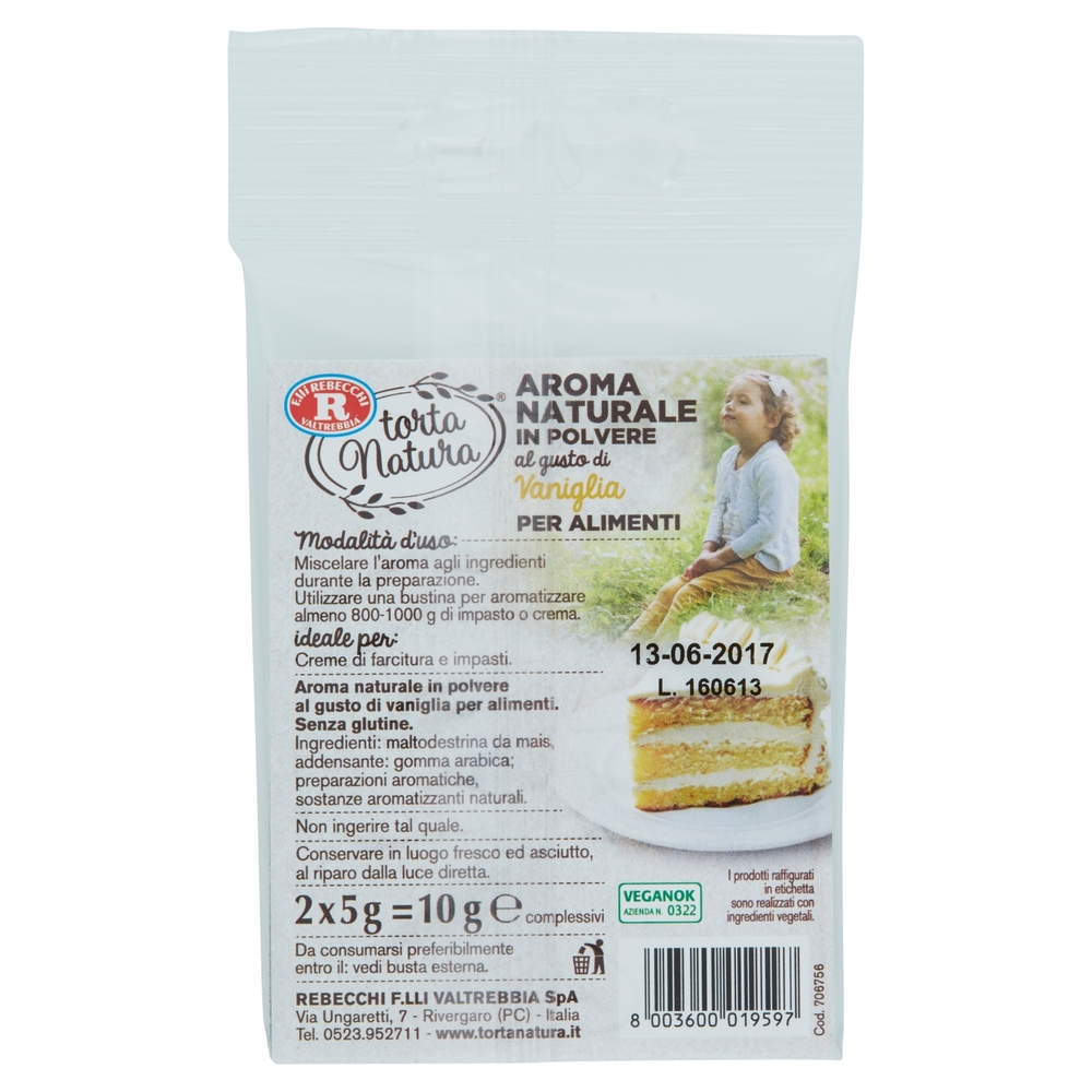 F.lli Rebecchi Valtrebbia torta Natura Aroma Naturale in Polvere al gusto di Vaniglia 2 x 5 g