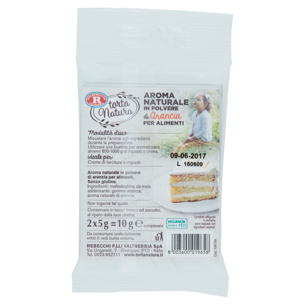 F.lli Rebecchi Valtrebbia torta Natura Aroma Naturale in Polvere di Arancia 2 x 5 g