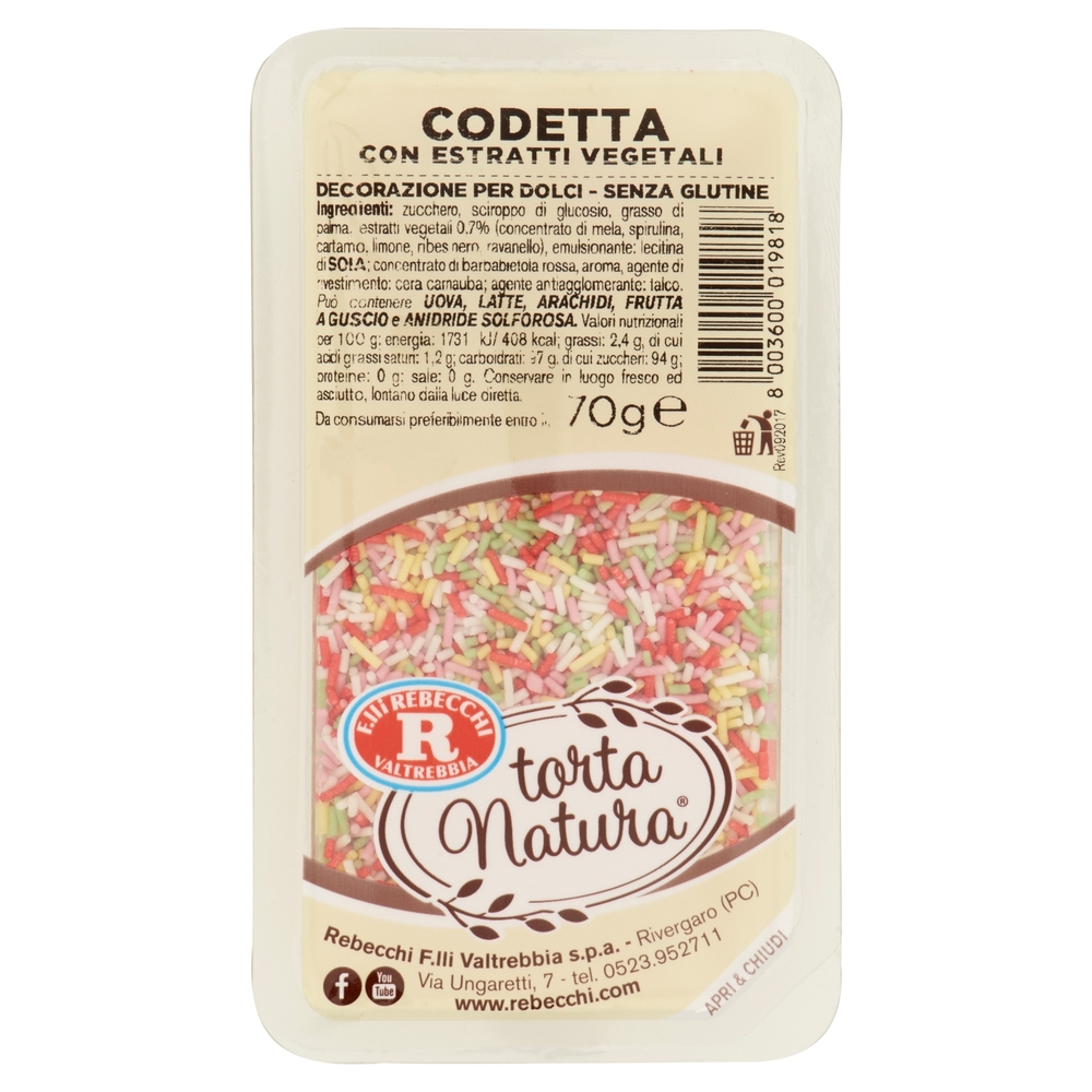 F.lli Rebecchi Valtrebbia torta Natura Codetta con Estratti Vegetali 70 g
