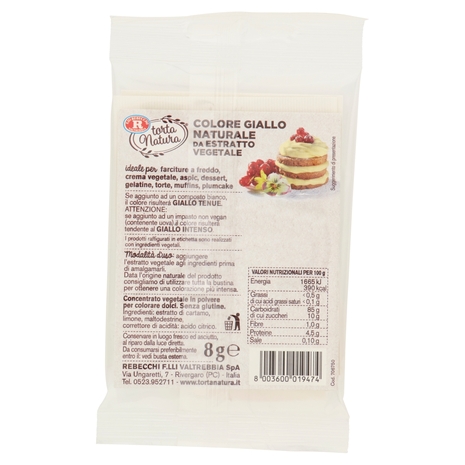 F.lli Rebecchi Valtrebbia torta Natura Colore Giallo Naturale da Estratto Vegetale 8 g