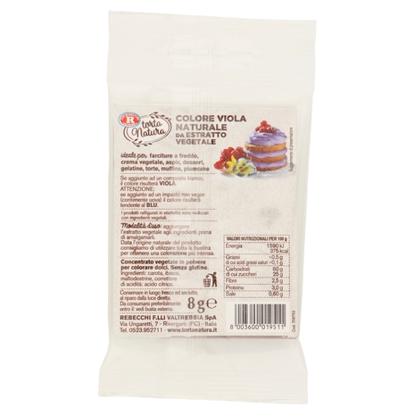 F.lli Rebecchi Valtrebbia torta Natura Colore Viola Naturale da Estratto Vegetale 8 g