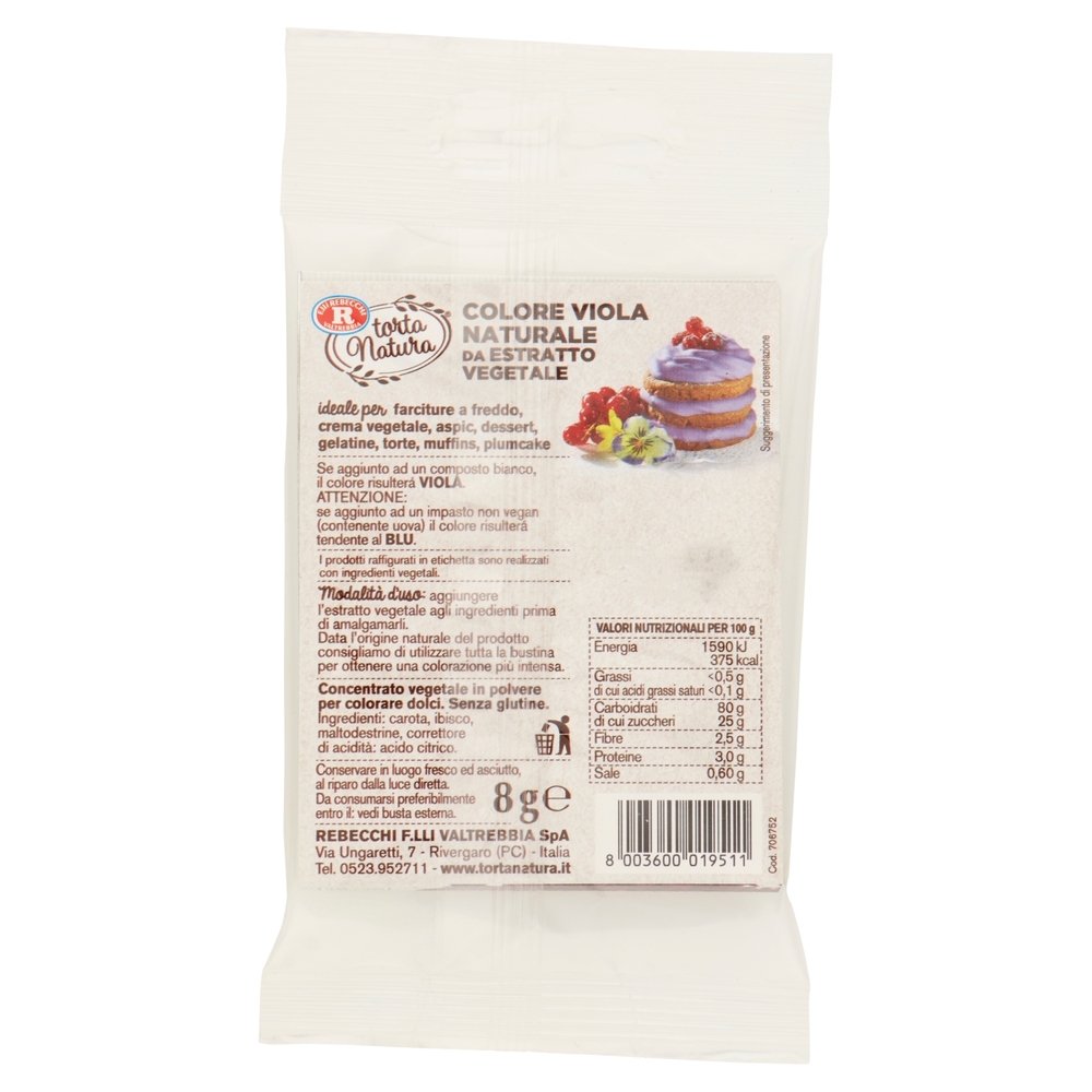 F.lli Rebecchi Valtrebbia torta Natura Colore Viola Naturale da Estratto Vegetale 8 g