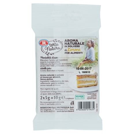 F.lli Rebecchi Valtrebbia torta Natura Aroma Naturale in Polvere di Limone 2 x 5 g