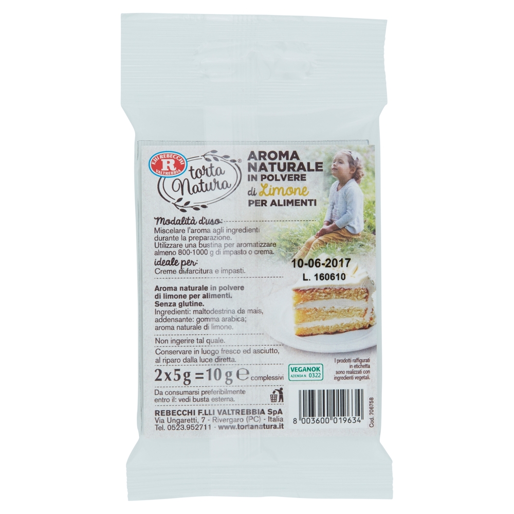 F.lli Rebecchi Valtrebbia torta Natura Aroma Naturale in Polvere di Limone 2 x 5 g